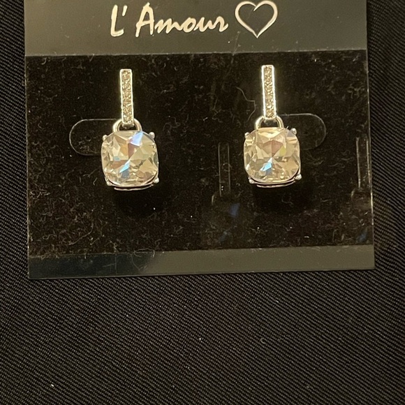 L'Amour Sparkling Silver Earrings - Picture 1 of 3